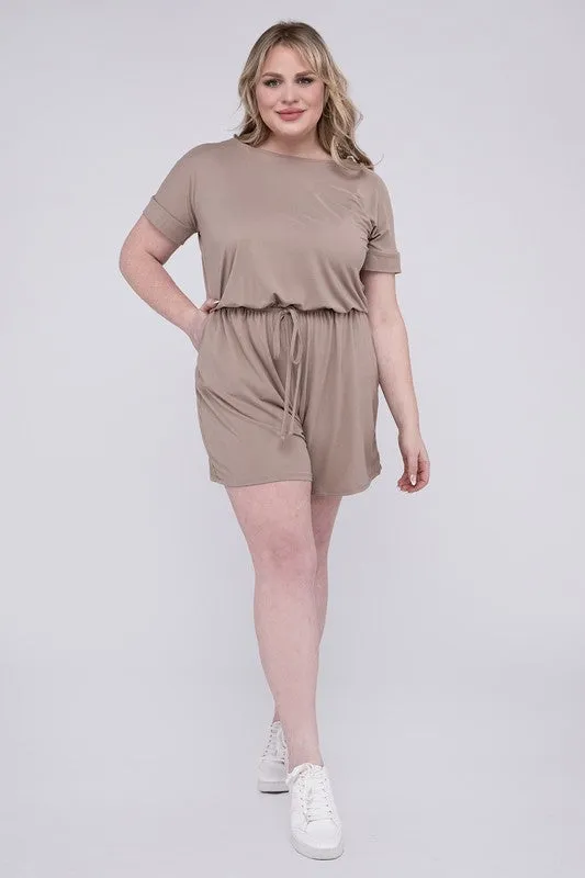 PLUS BRUSHED DTY ROMPER WITH POCKETS