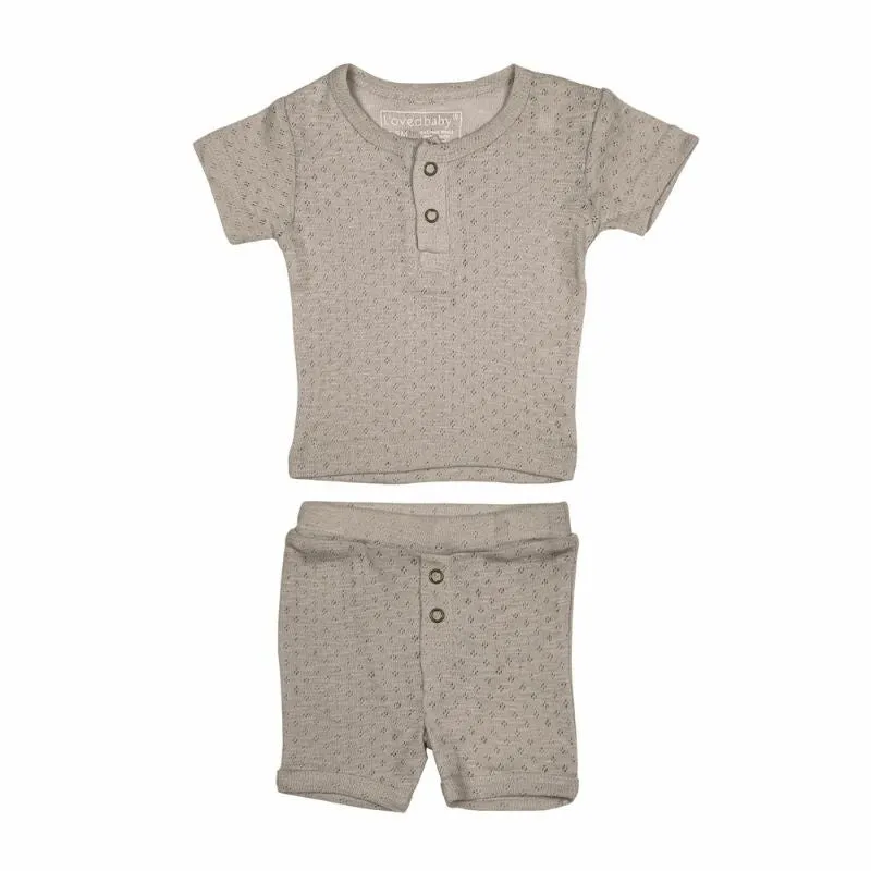 Pointelle Henley Tee & Shorts Set