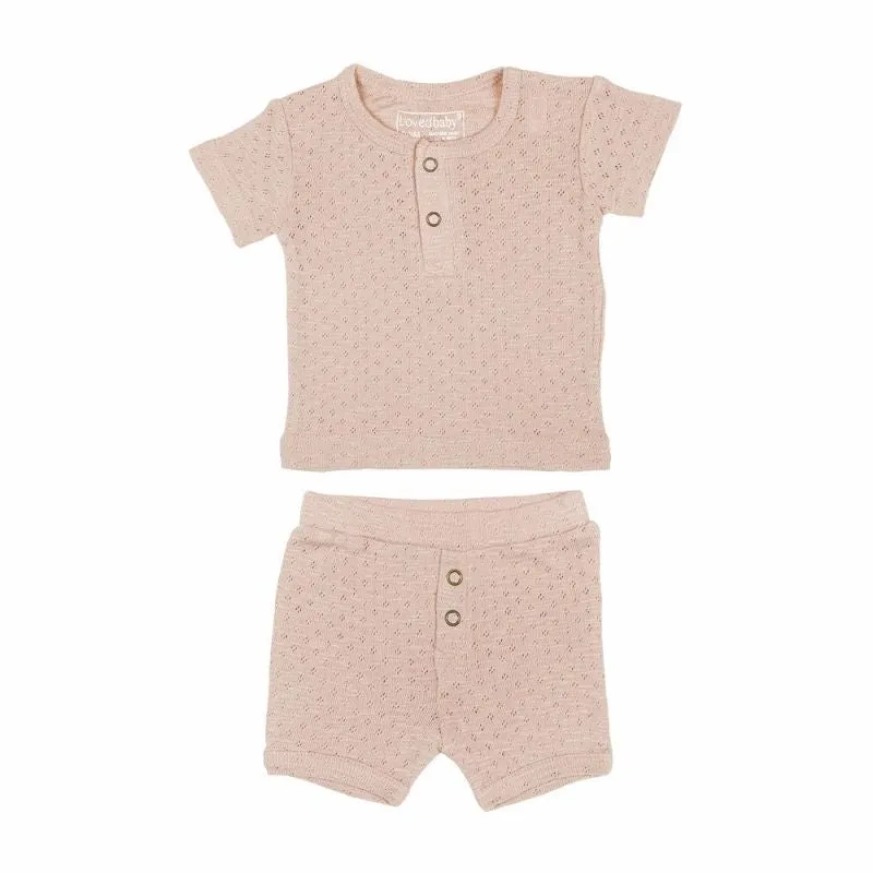 Pointelle Henley Tee & Shorts Set