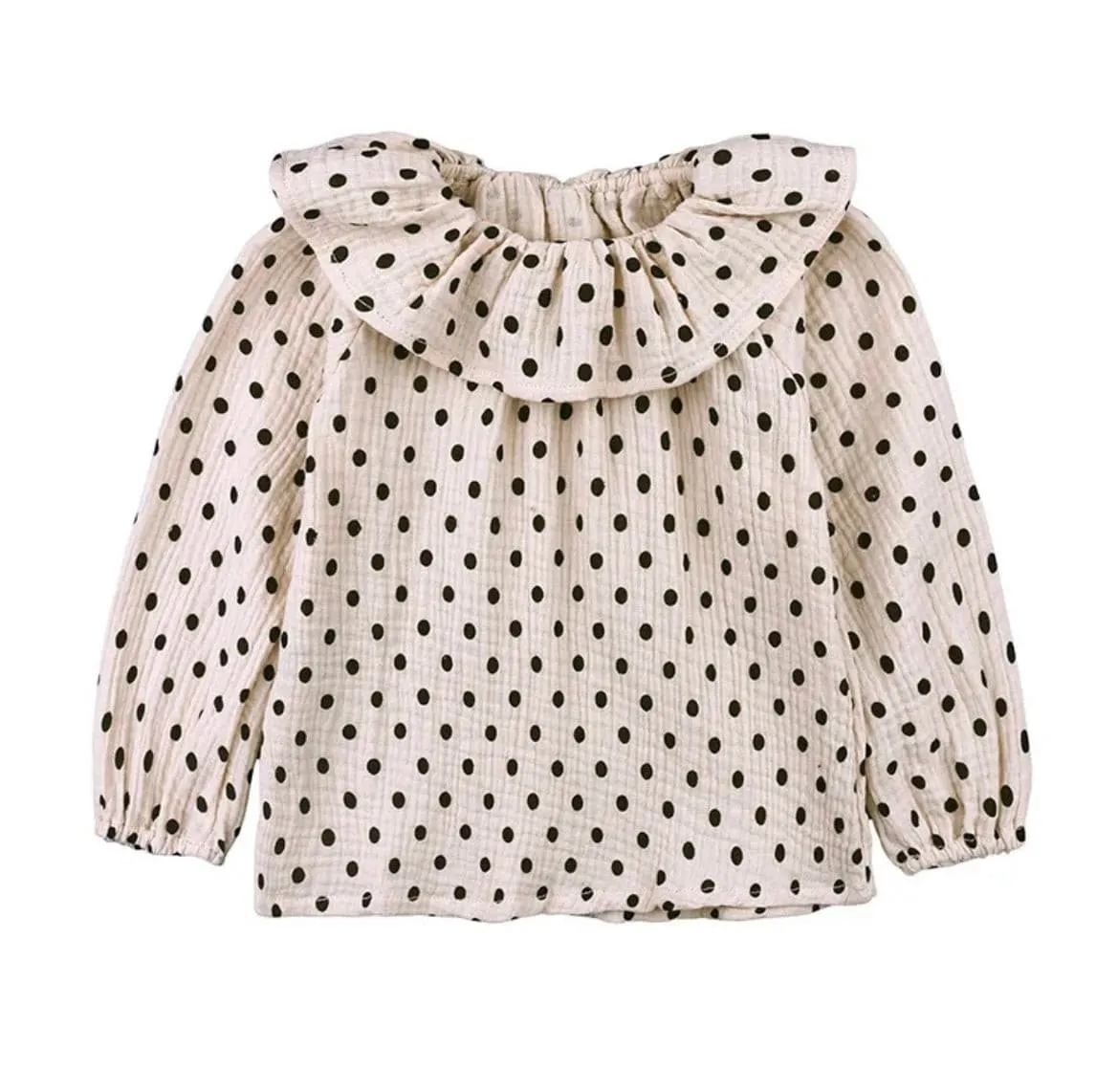 Polka Dot - Baby Girl Frill Linen Blouse -m