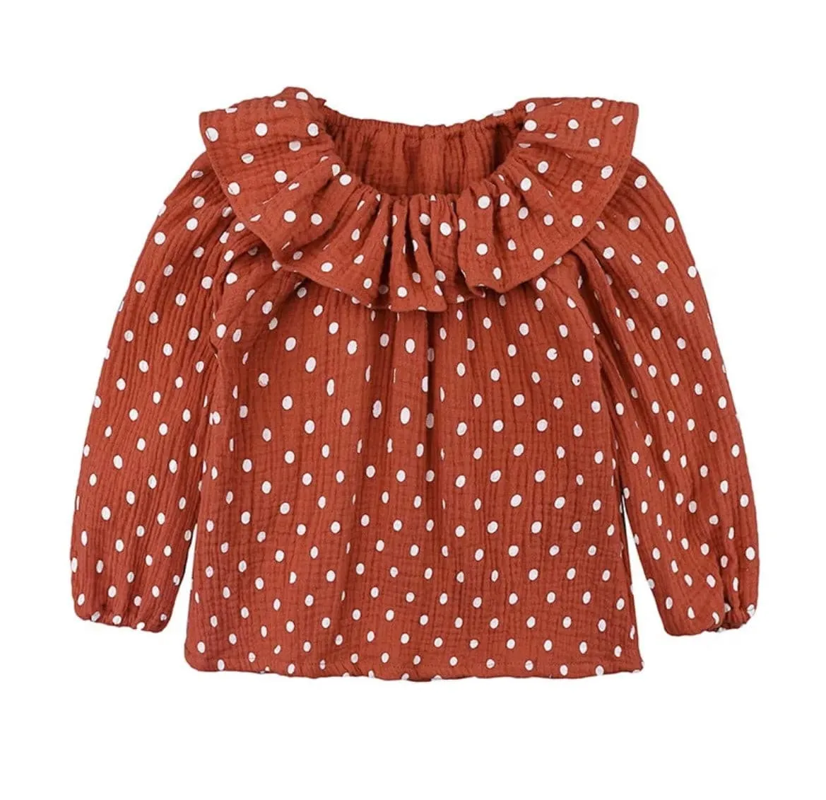 Polka Dot - Baby Girl Frill Linen Blouse -m