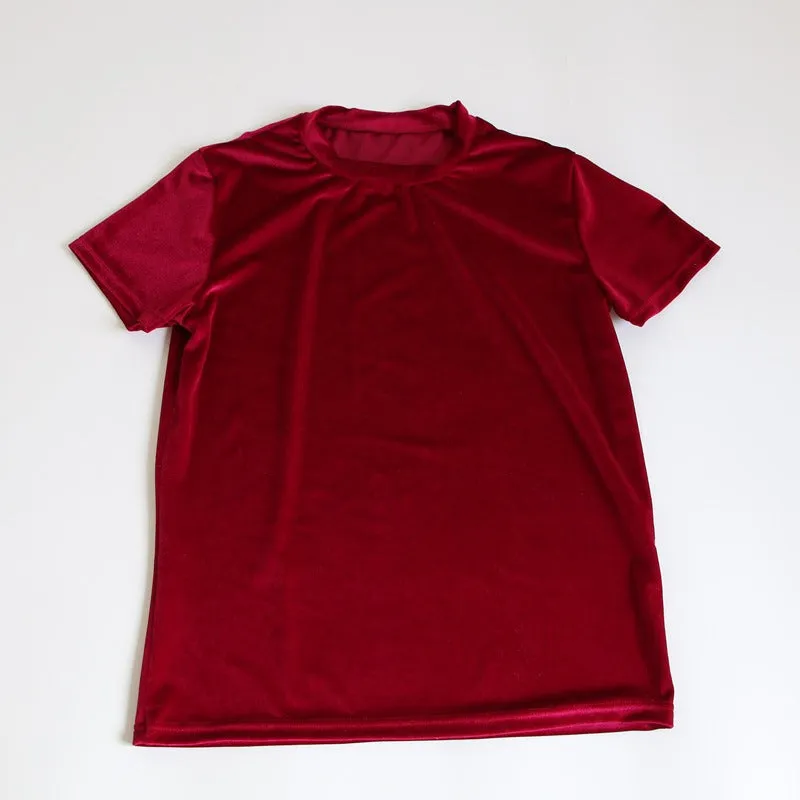 Pre Order:  Casual Solid Velvet T-Shirt