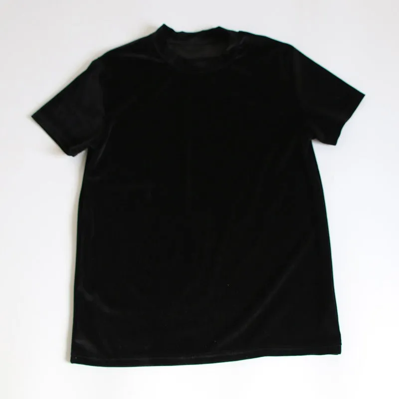 Pre Order:  Casual Solid Velvet T-Shirt