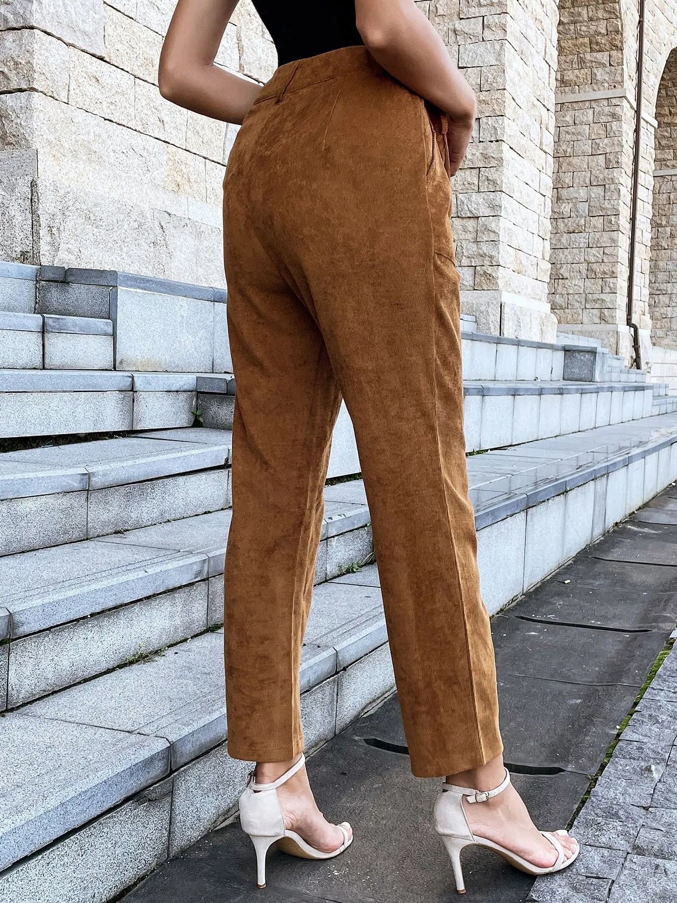 Privé High Waist Slant Pocket Corduroy Pants