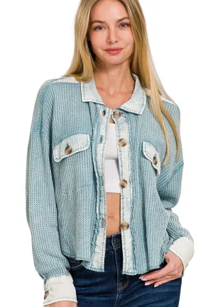 Promise of Fall Waffle Knit Cropped Shacket- 3 Colors!