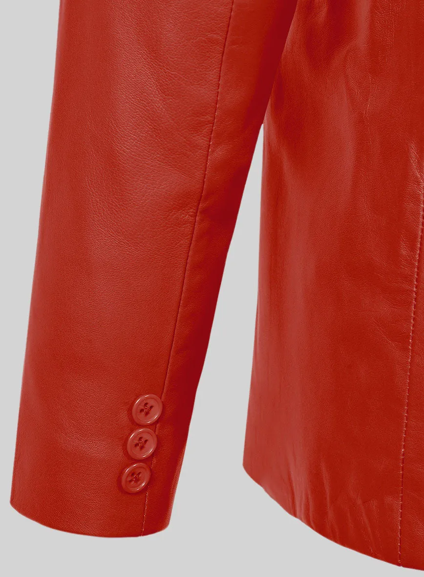 Red Leather Pea Coat