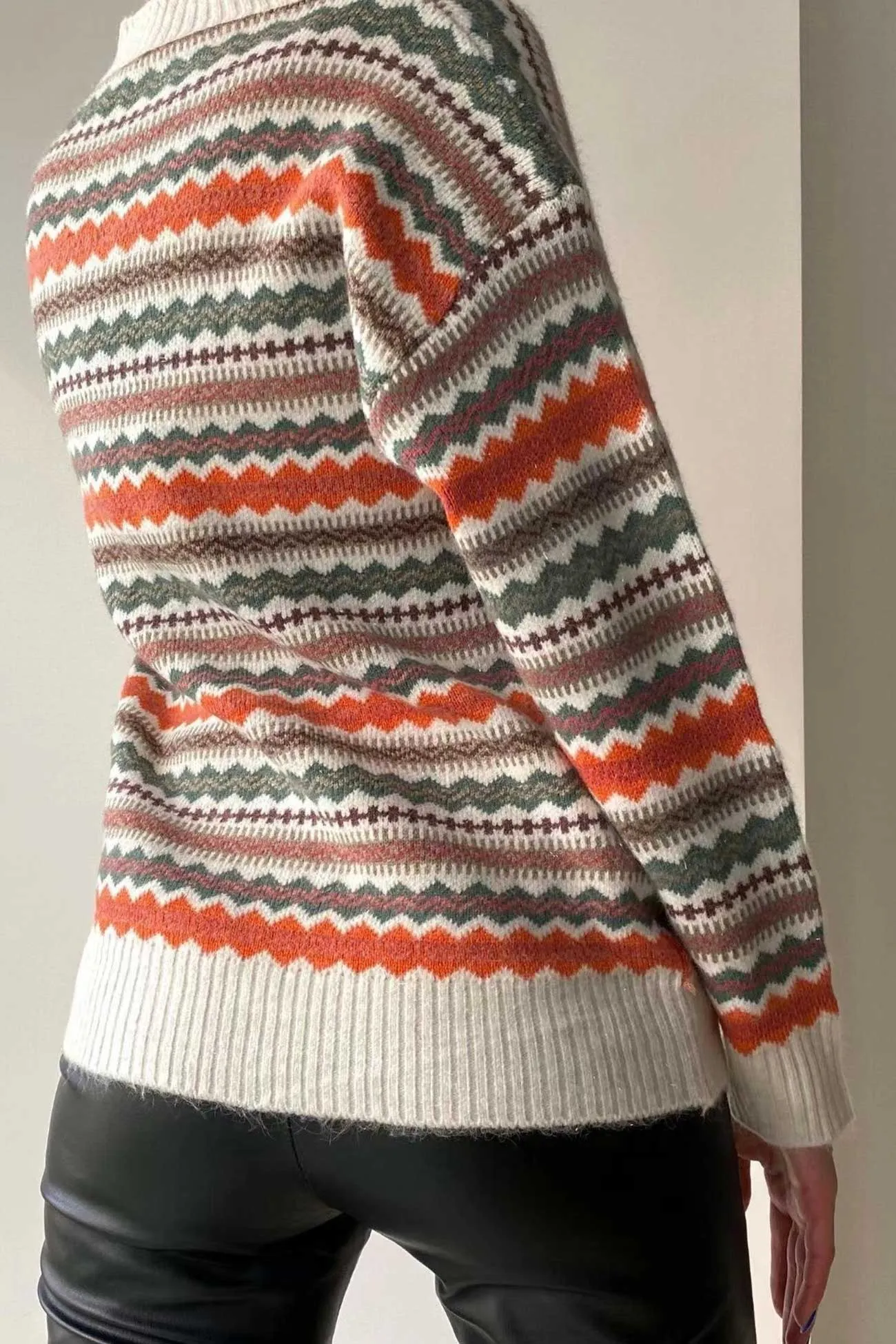 Retro Contrast Knit Cardigan