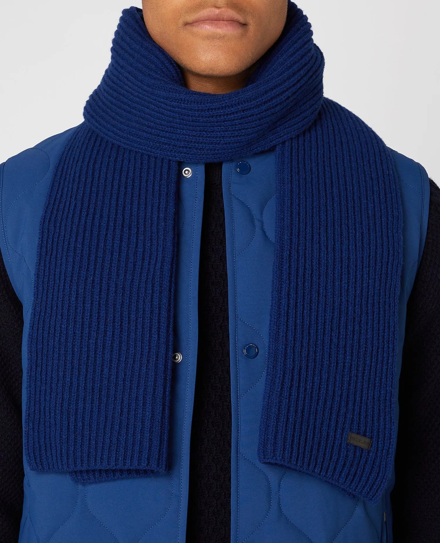 Rib-Knit Wool Rich Scarf