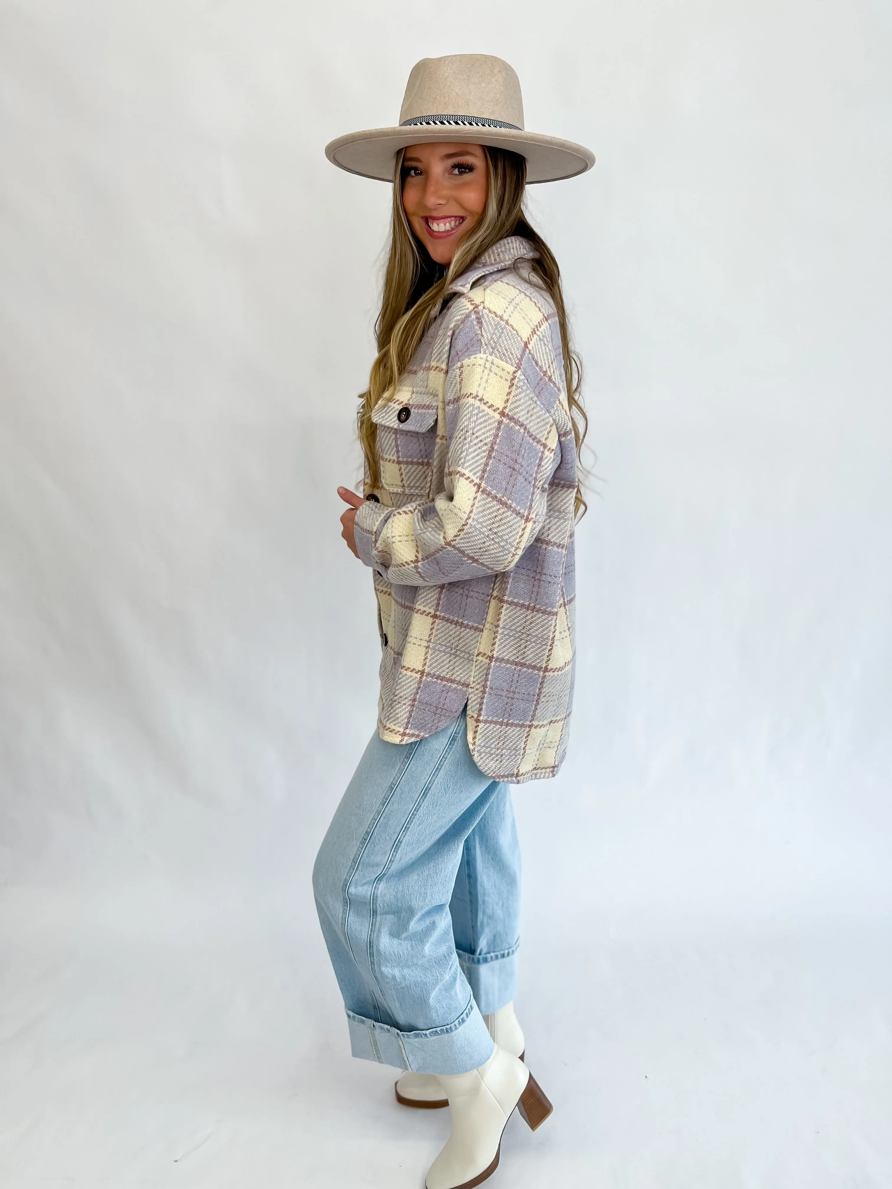 River Plaid Shacket-Misty Lilac