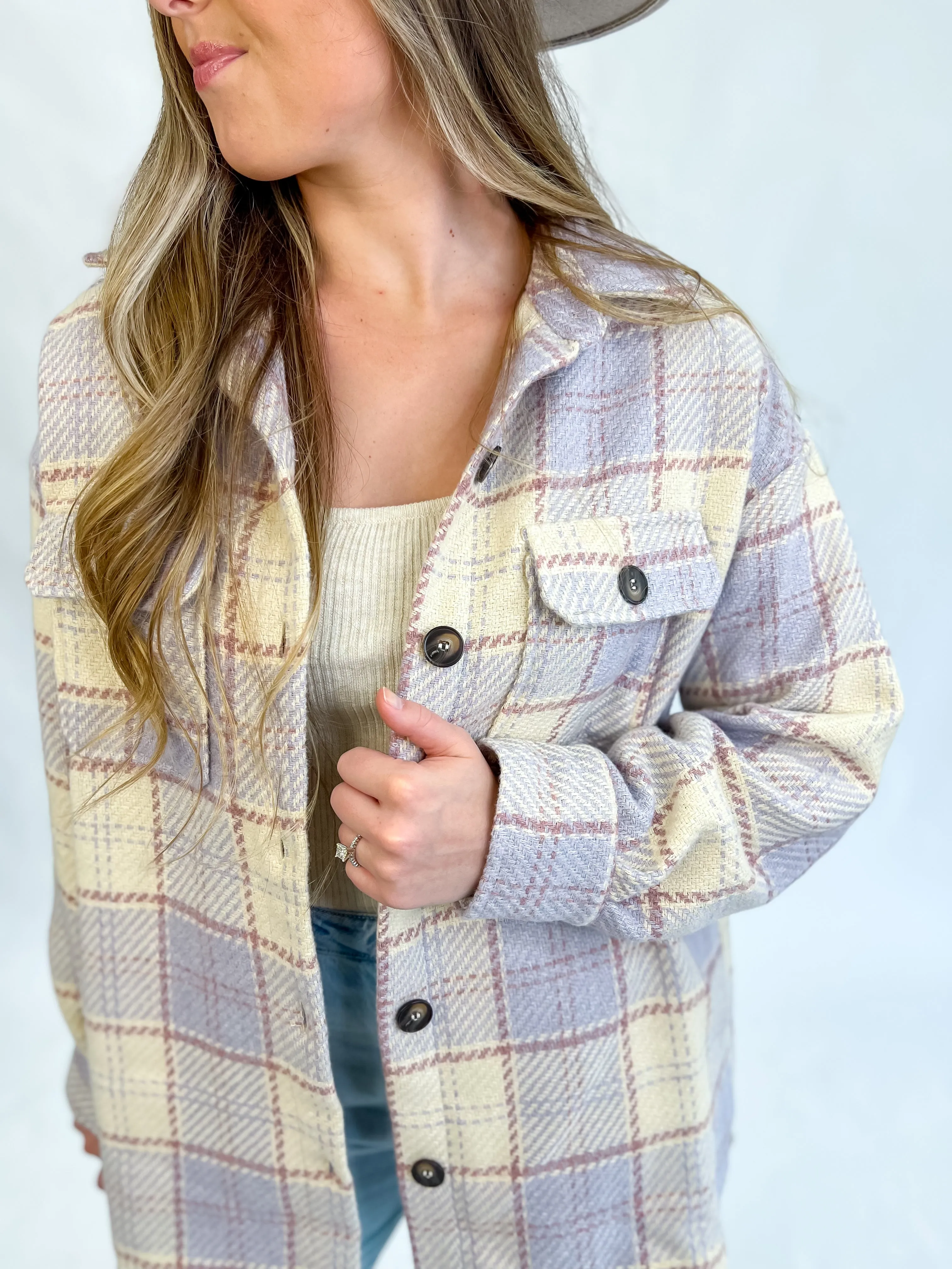 River Plaid Shacket-Misty Lilac