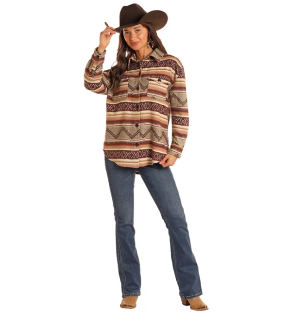 Rock & Roll Cowgirl Women's Jade Aztec Shirt Jacket BW92C05268