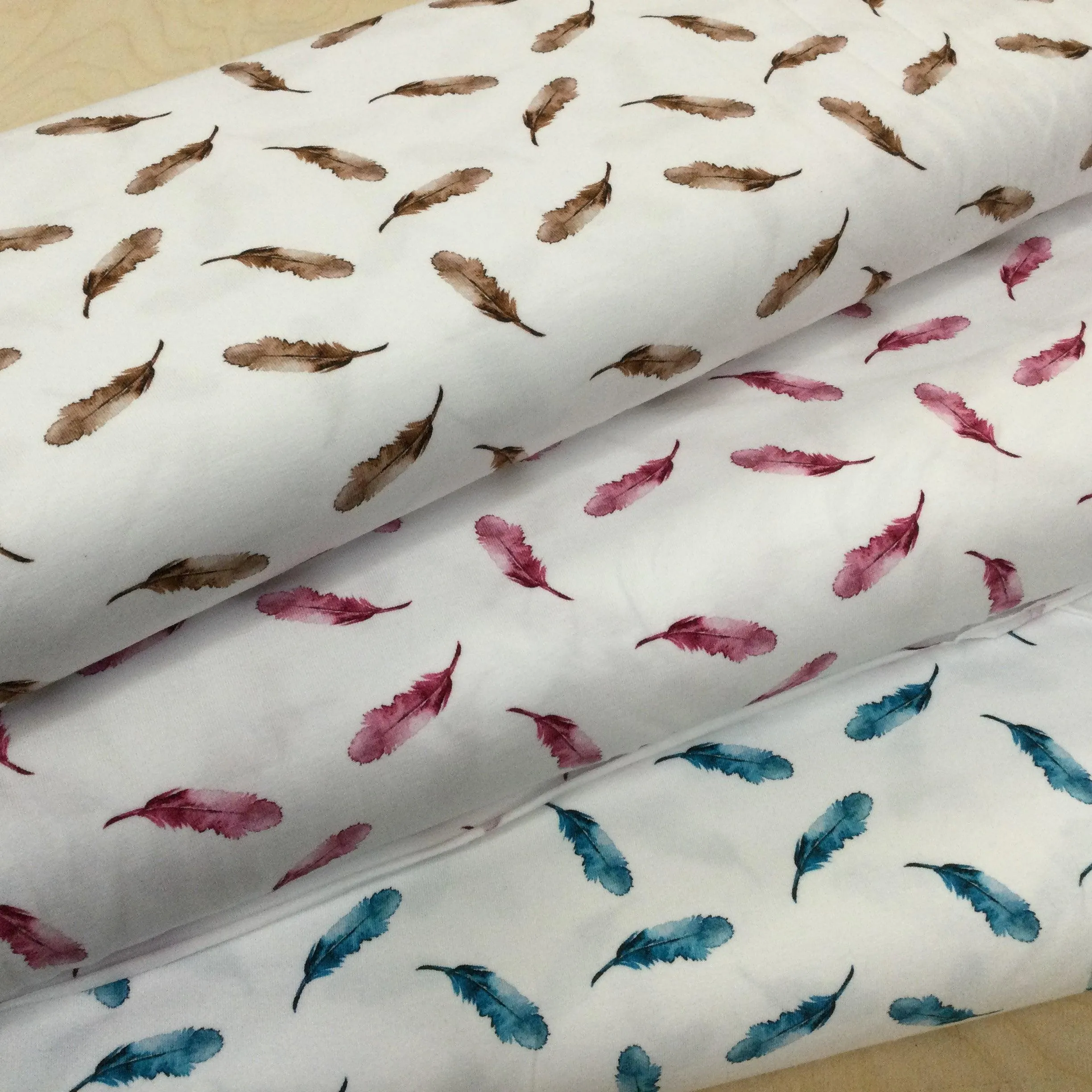 Sale Feathers Organic cotton Jersey Fabric