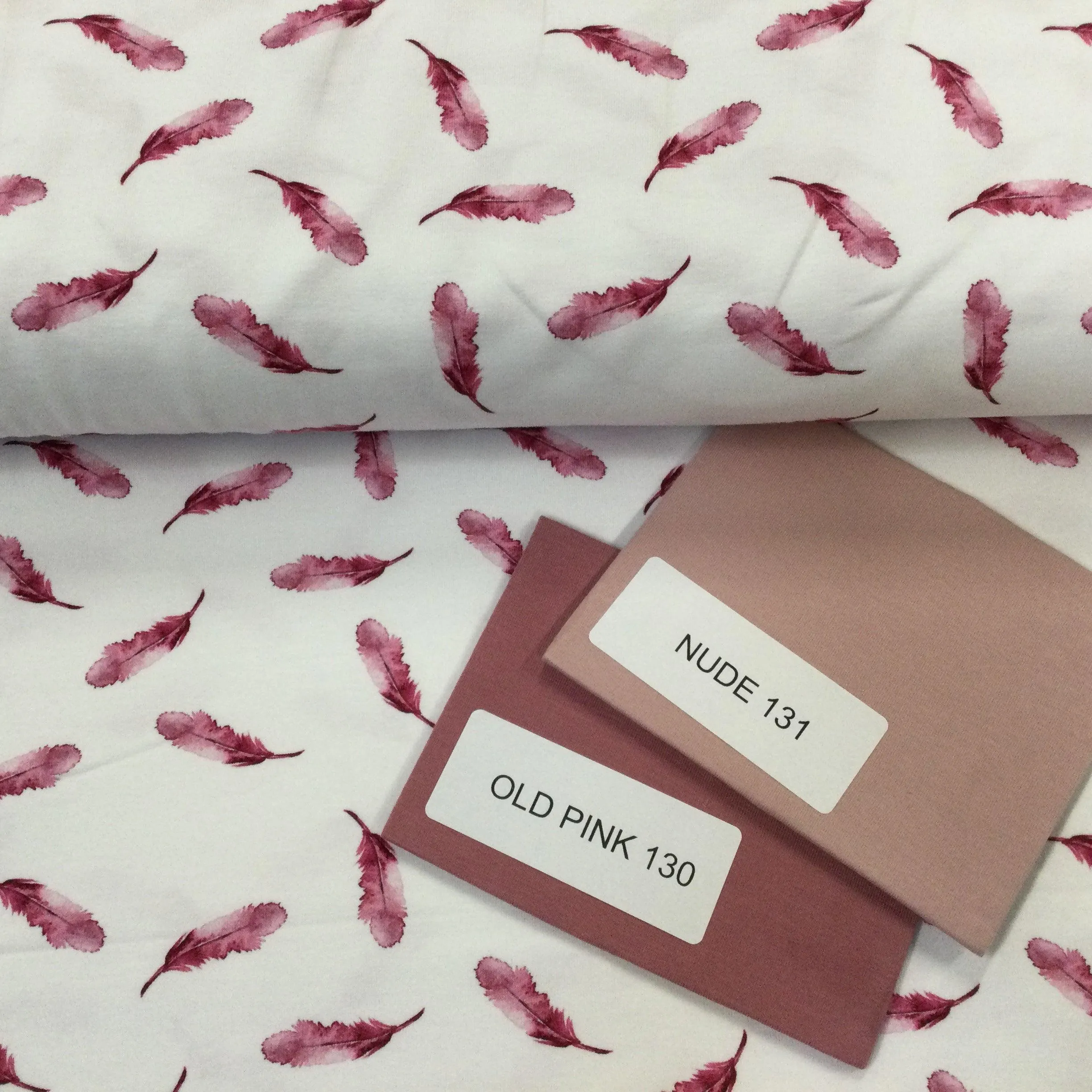 Sale Feathers Organic cotton Jersey Fabric