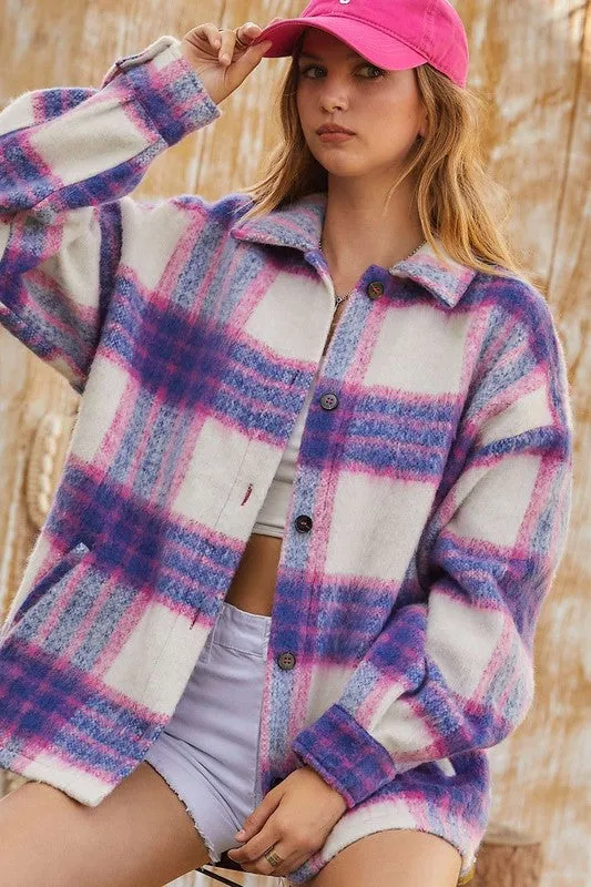 Sawyer Pink Plaid Oversized Shacket