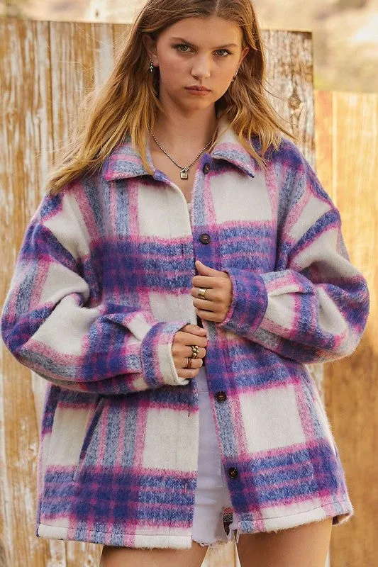 Sawyer Pink Plaid Oversized Shacket