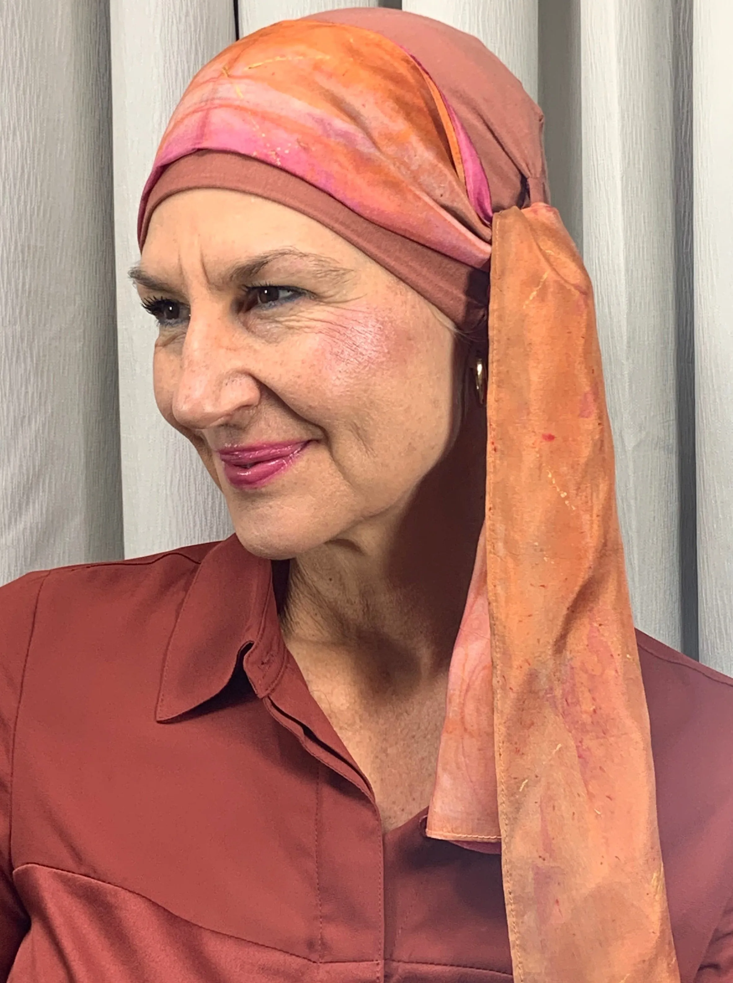 Sayshells Reversible Turban with Silk Scarf - Sienna