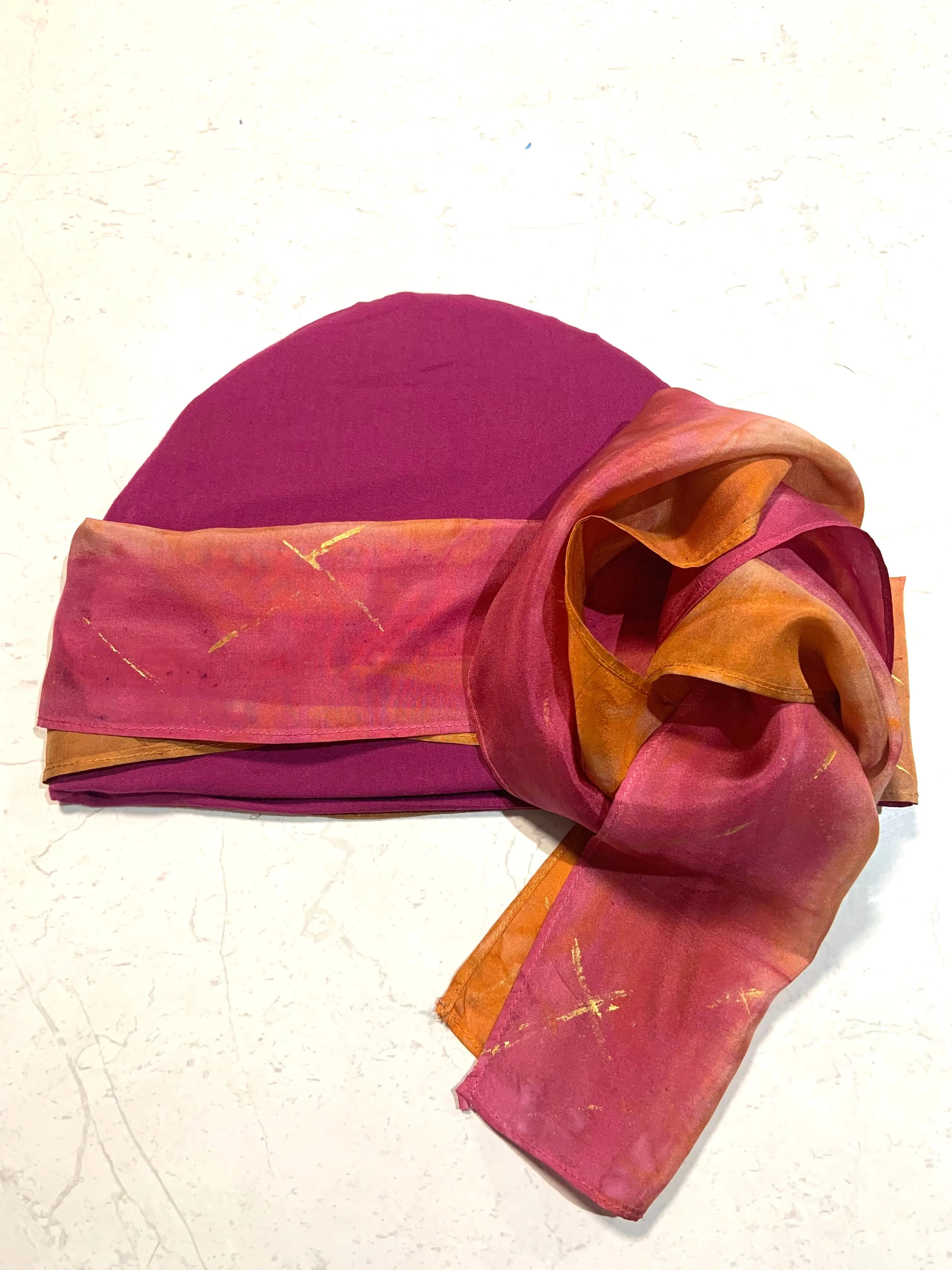 Sayshells Reversible Turban with Silk Scarf - Sienna