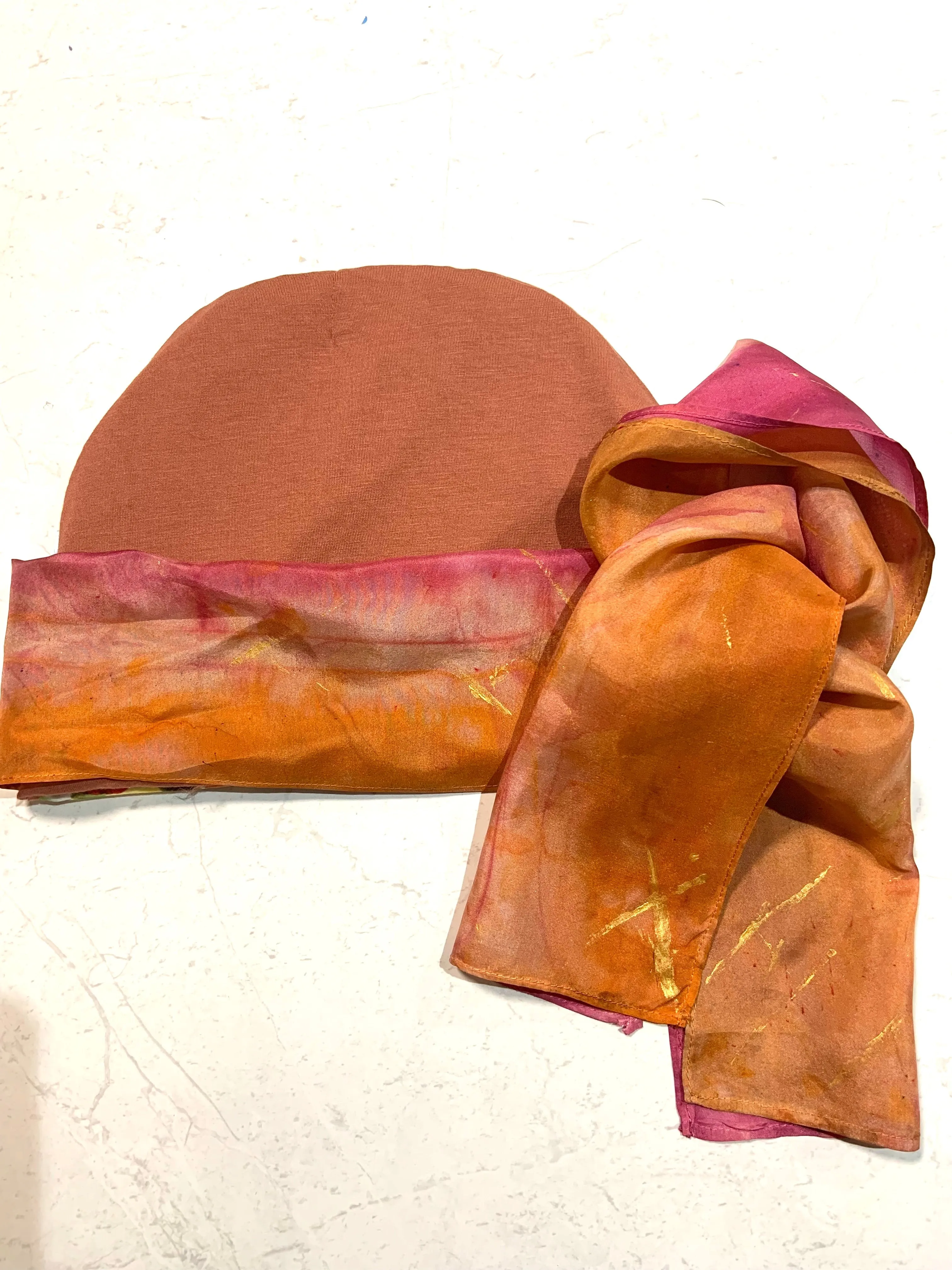 Sayshells Reversible Turban with Silk Scarf - Sienna