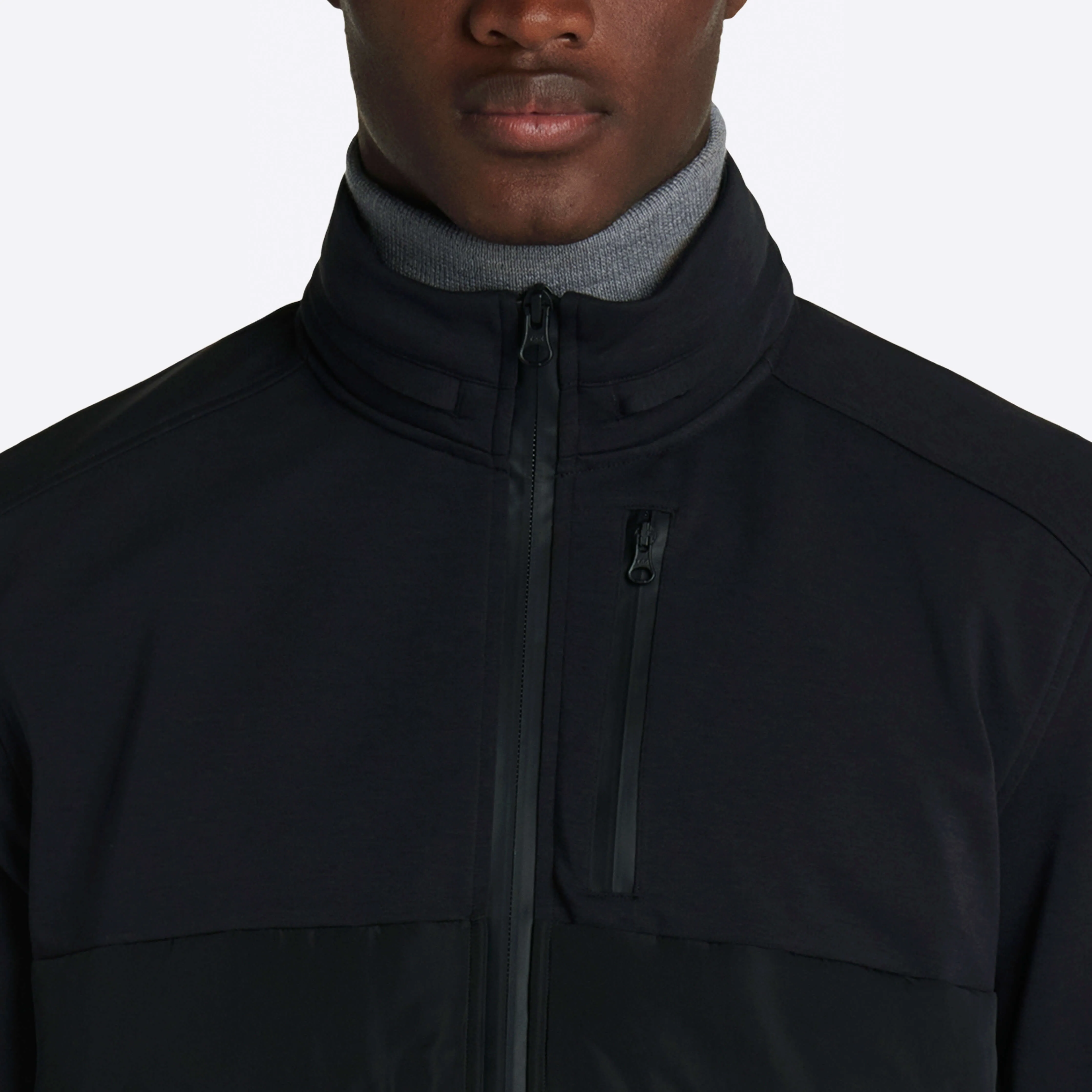 Solid Mock Neck Jacket with Hood