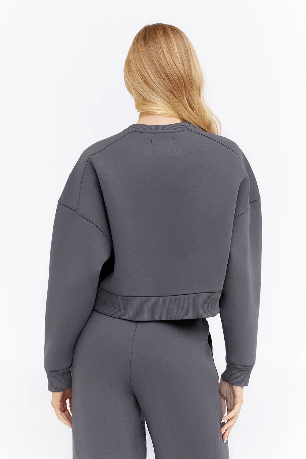 TALA ACTIVE LOOSE HEM CROPPED SWEATSHIRT - GRAPHITE