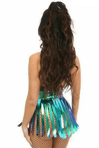 Teal/Blue Holo Fringe Skirt