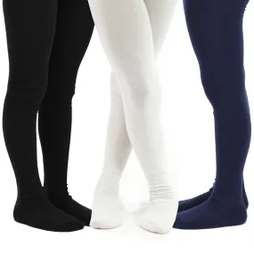 TeeHee Socks Kid's Casual Cotton Tights Black, Navy, White 3-Pack (T1565)