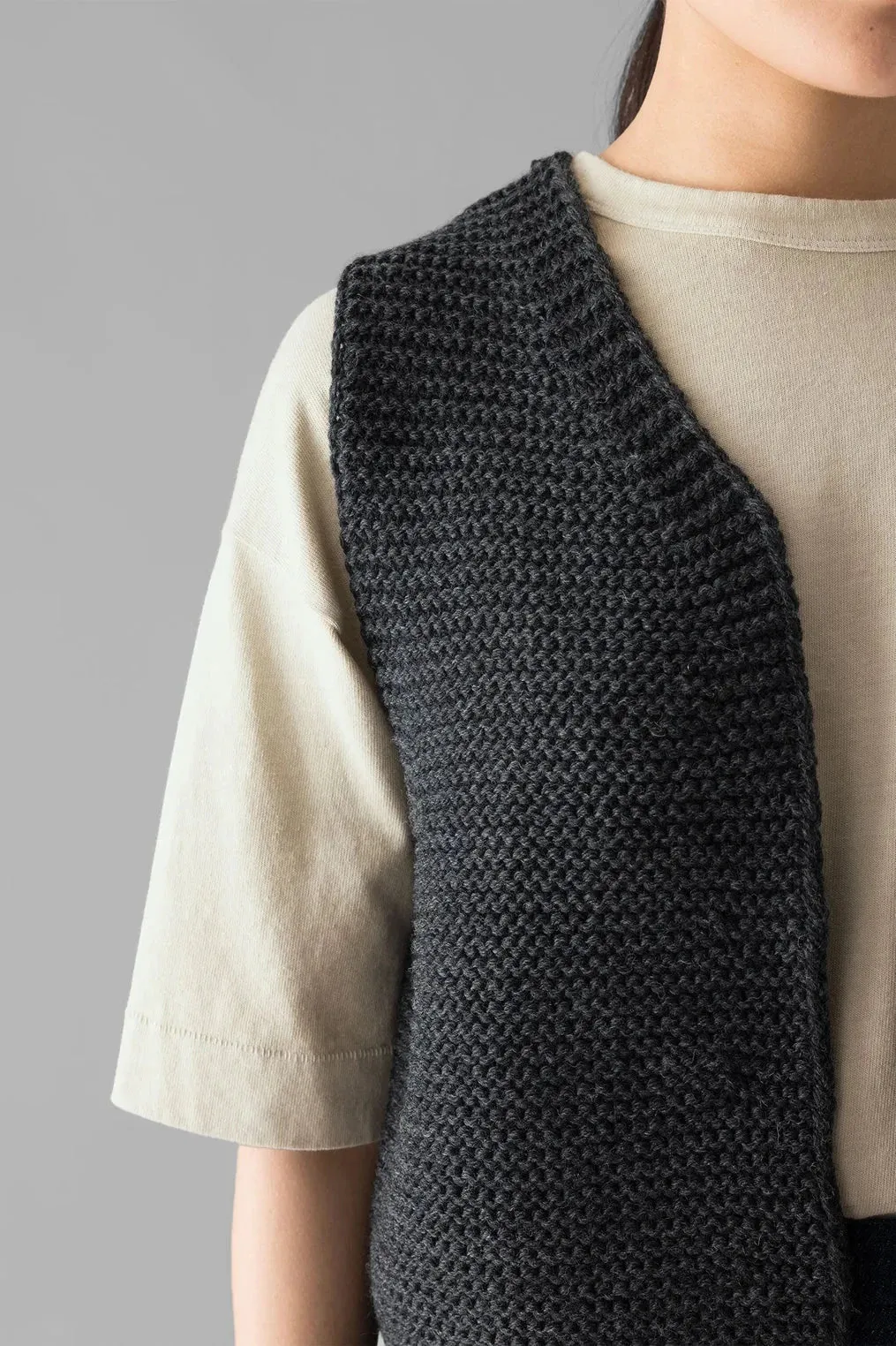 Textured Knit Gilet, Charcoal