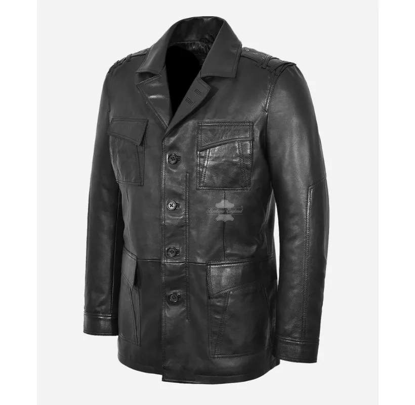 TROPIC SAFARI Mens Leather Jacket Blazer Style Leather Coat