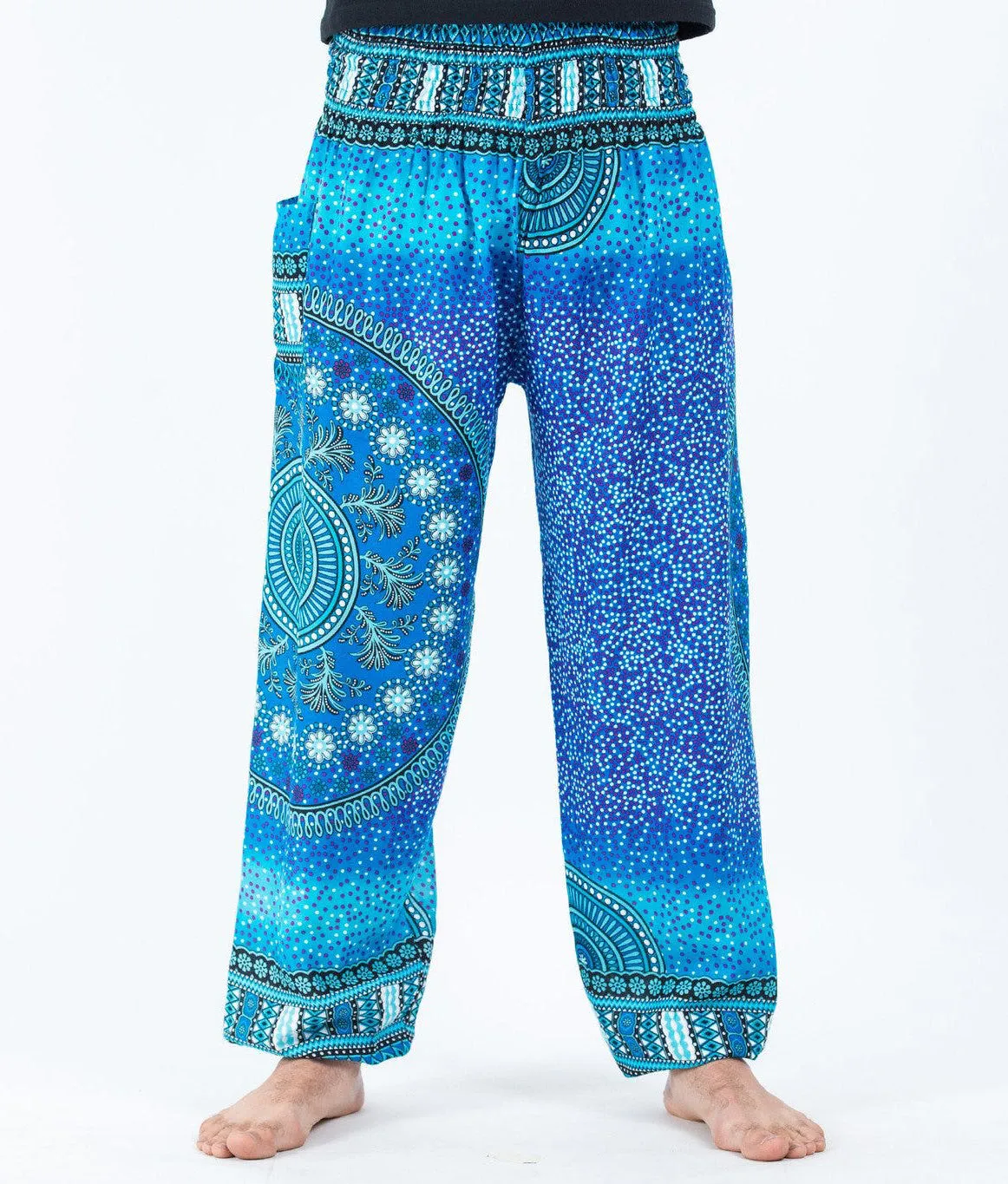 Unisex Tribal Chakras Harem Pants in Blue