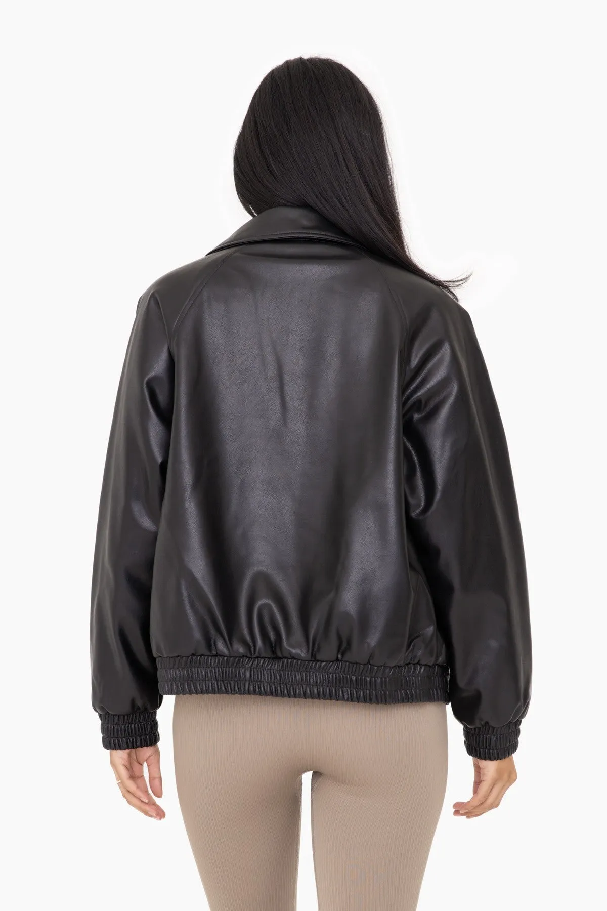 Vegan Leather Bomber Jacket