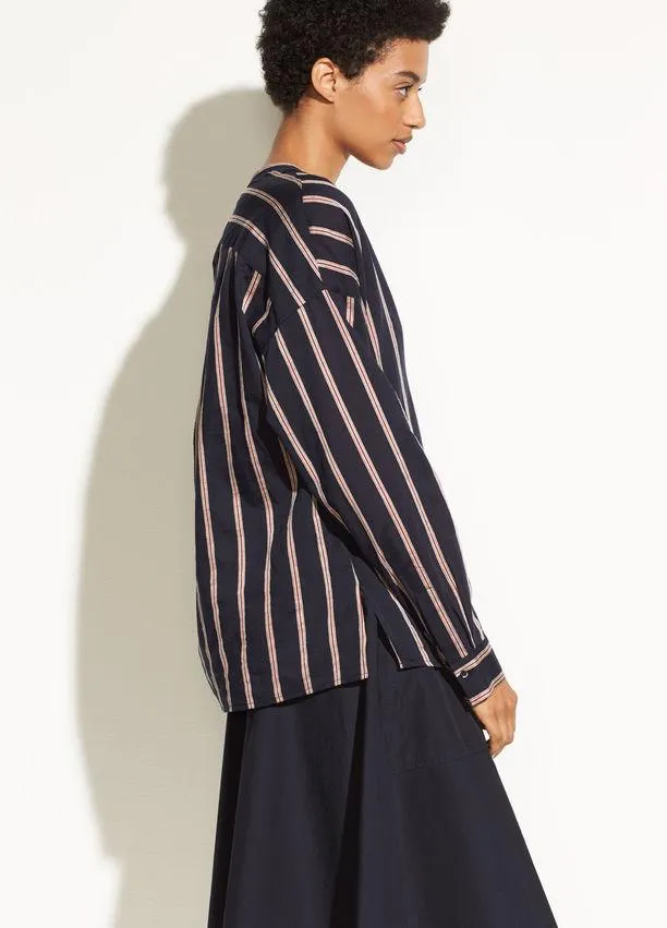 VINCE- Textured Stripe V-Neck Pullover CBL