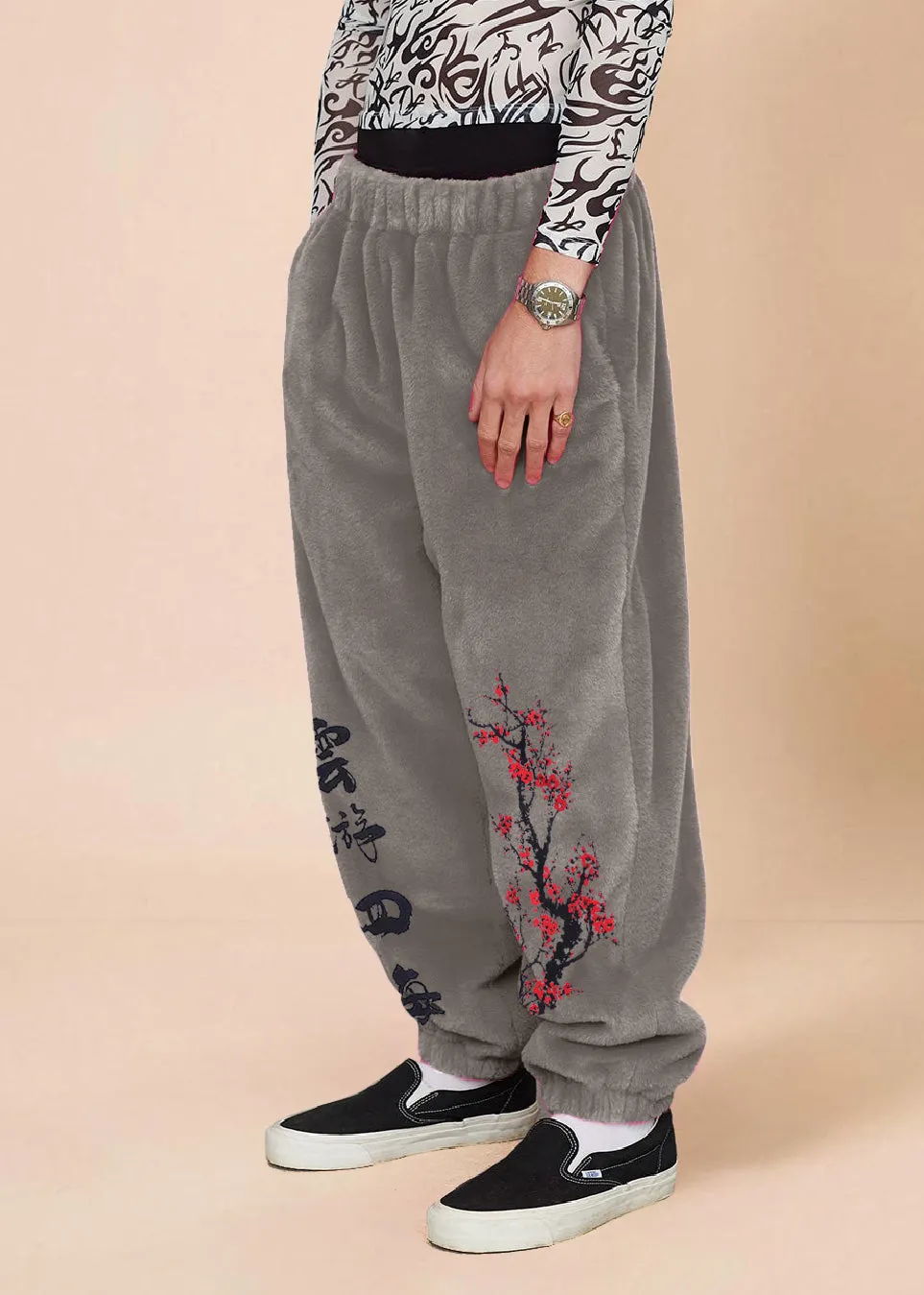 Vintage Print Fashion Casual Plush Trousers