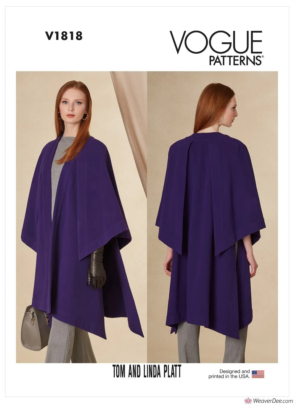 Vogue Pattern V1818 Misses' Cape