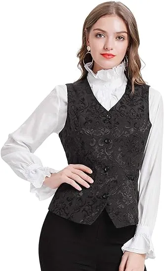 Waistcoat Vest Vintage Steampunk Dress Jacquard Jacket