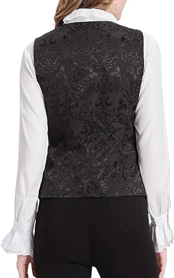 Waistcoat Vest Vintage Steampunk Dress Jacquard Jacket