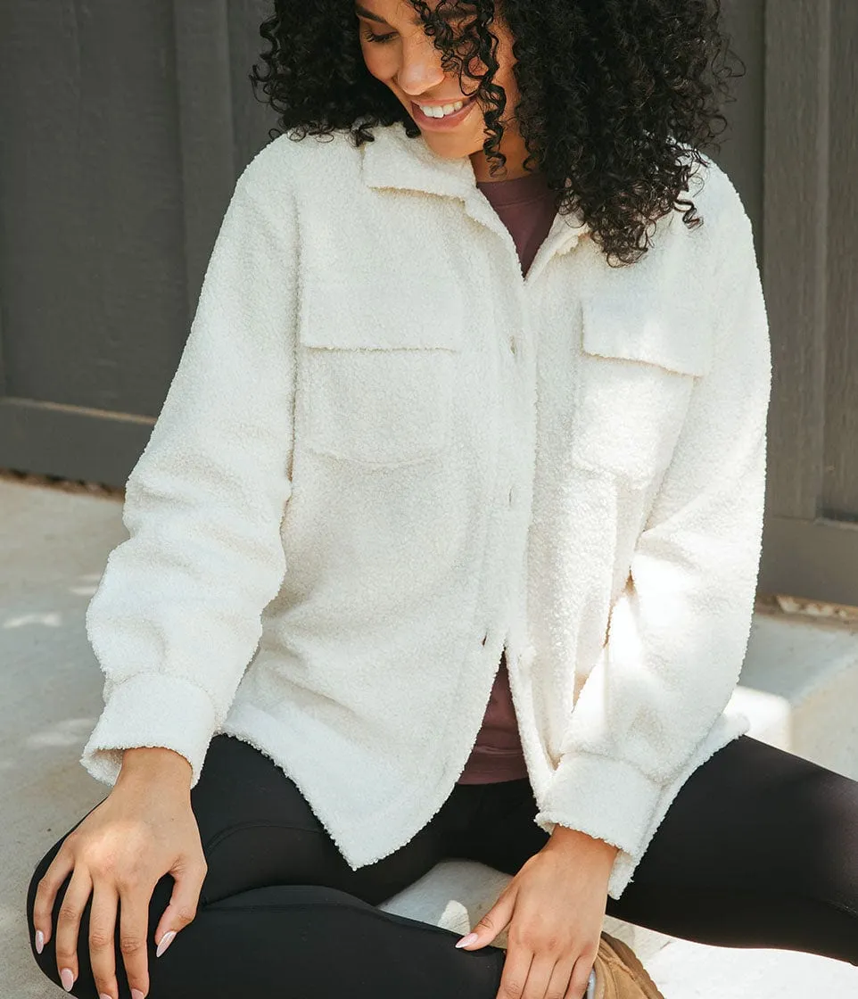 Warm and Fuzzy Shirt Jacket - Sugar Swizzle