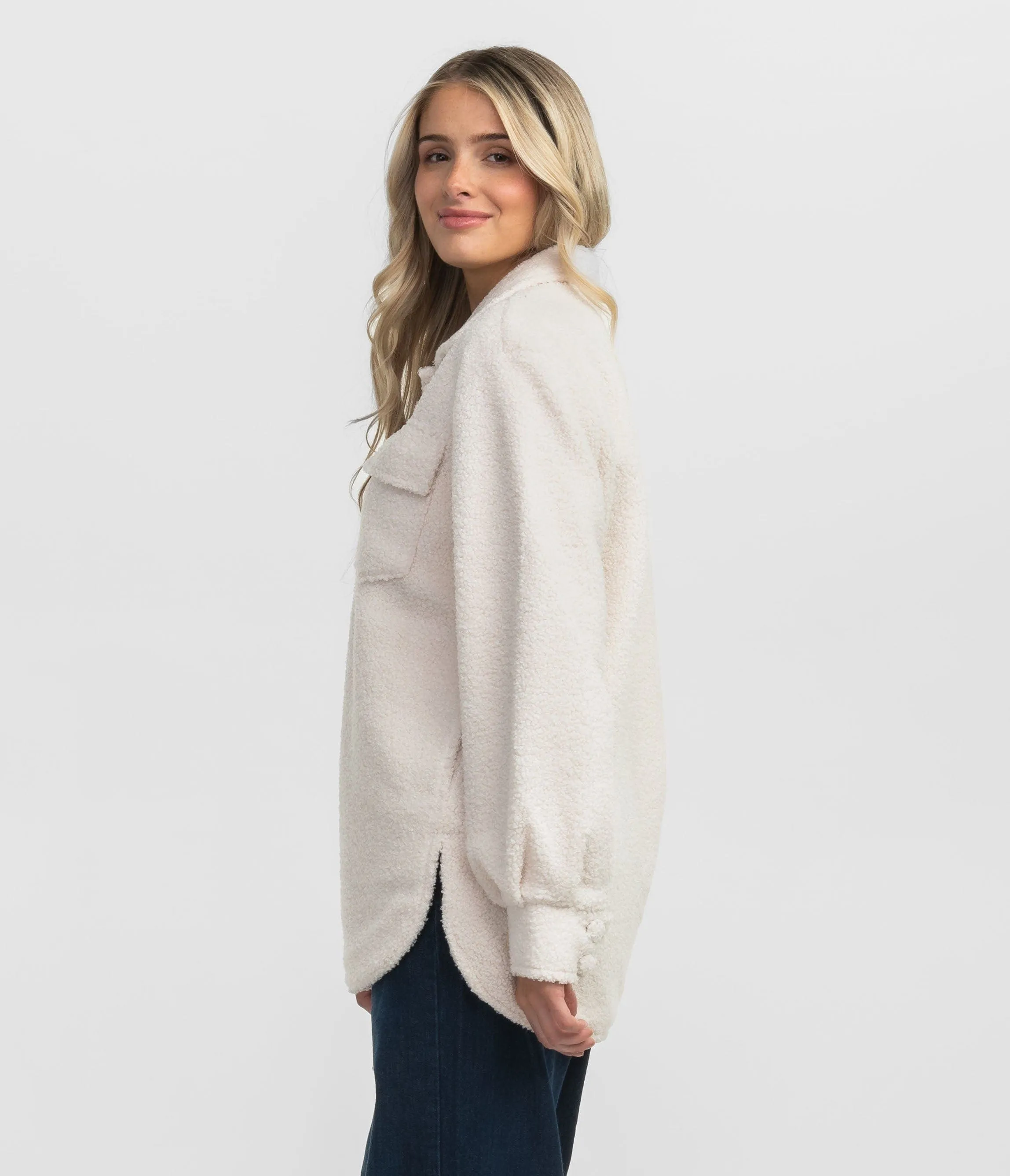 Warm and Fuzzy Shirt Jacket - Sugar Swizzle