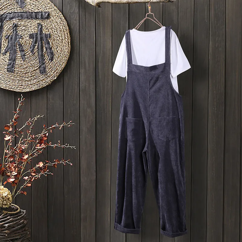 Wide Leg Corduroy Overalls