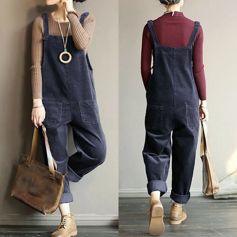 Wide Leg Corduroy Overalls