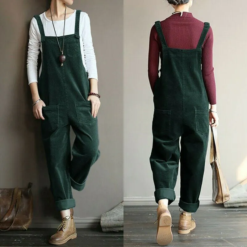 Wide Leg Corduroy Overalls