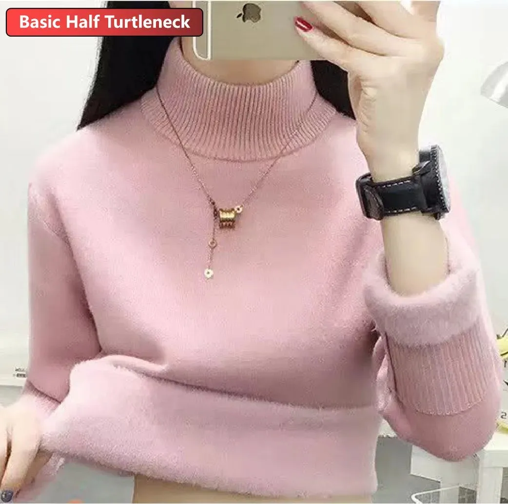 Winter Sweater Women Elegant Thicken Velvet Lined Warm Sweater Knitted Pullover Slim