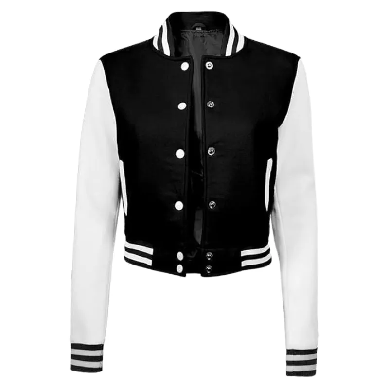 Women's Black Varsity Bomber Jacket - Baseball Style