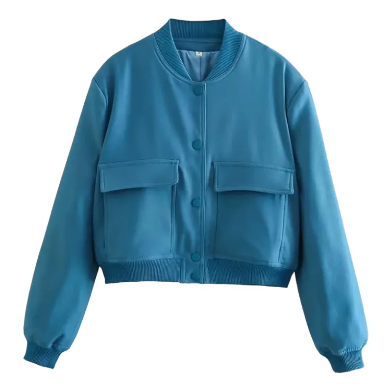 Women's Cropped Bomber Jacket - Autumn Winter Style