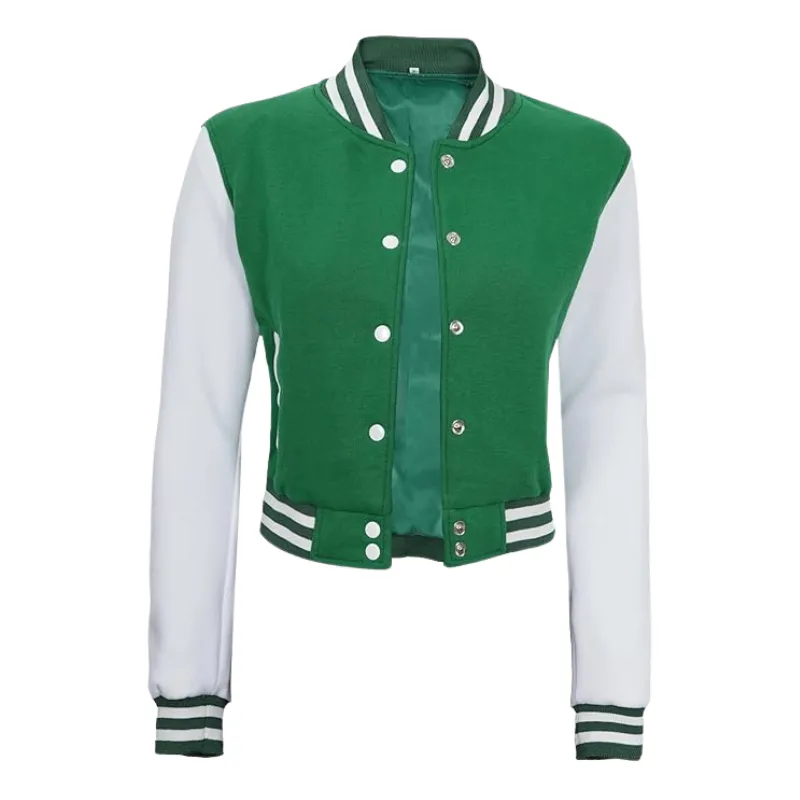 Women's Cropped Varsity Jacket - Baseball Style Bomber Jacket