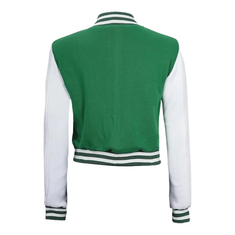 Women's Cropped Varsity Jacket - Baseball Style Bomber Jacket