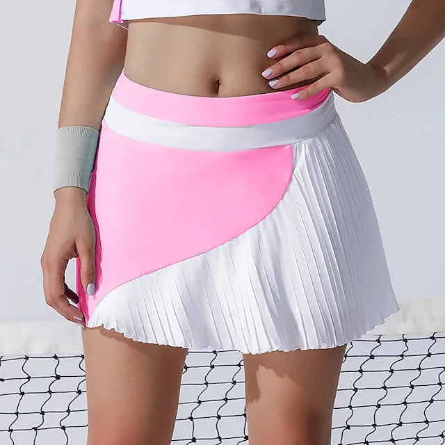 Womens Golf Skorts With Pockets Quick Dry Moisture Wicking Skirt With Inner Shorts High Waisted