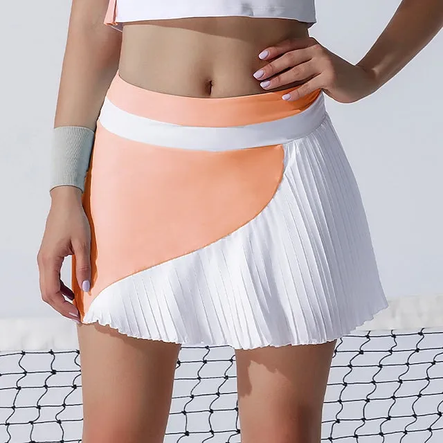 Womens Golf Skorts With Pockets Quick Dry Moisture Wicking Skirt With Inner Shorts High Waisted