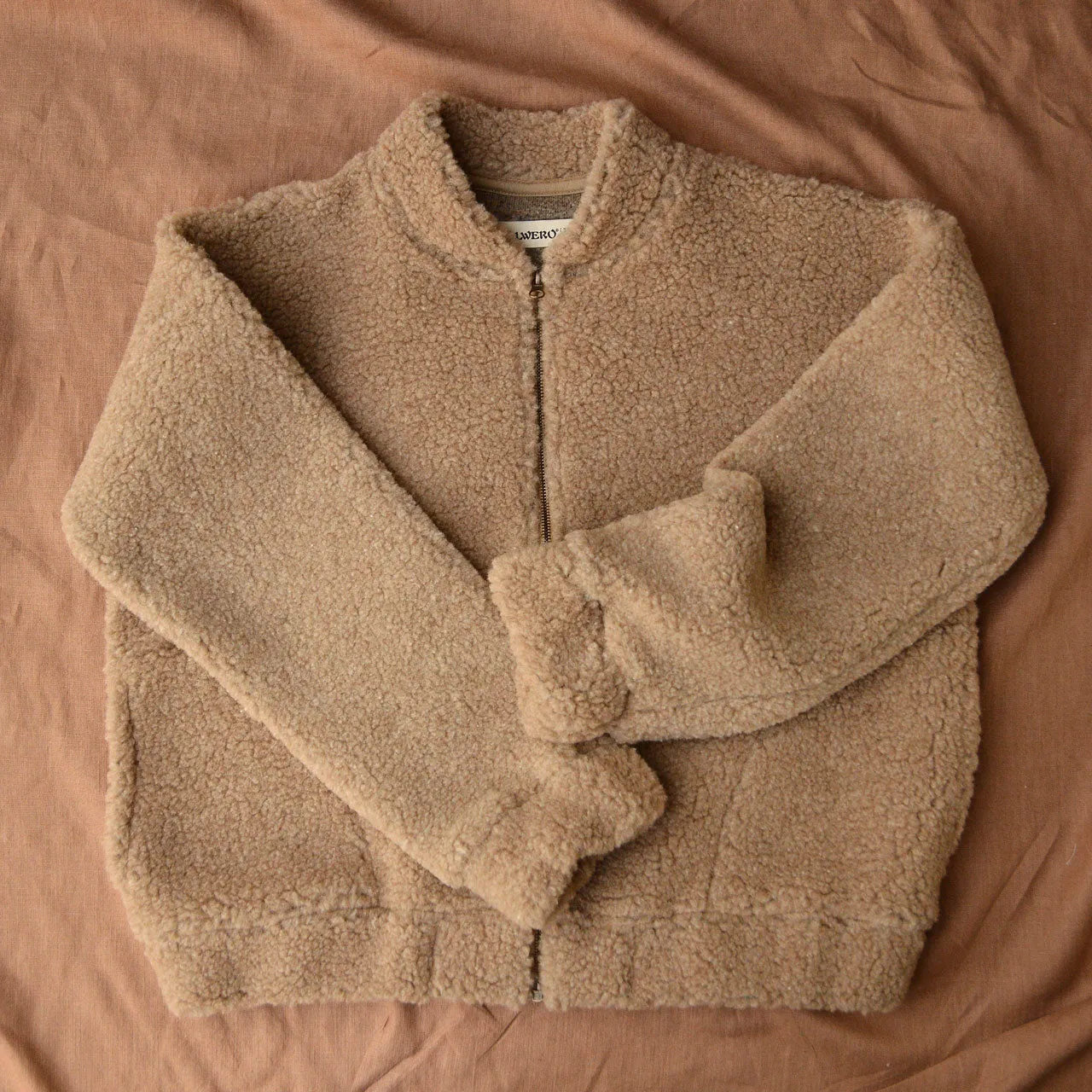 Women's Plush Bomber Jacket - 100% Wool - Tan (XS-L) *Returning 2025