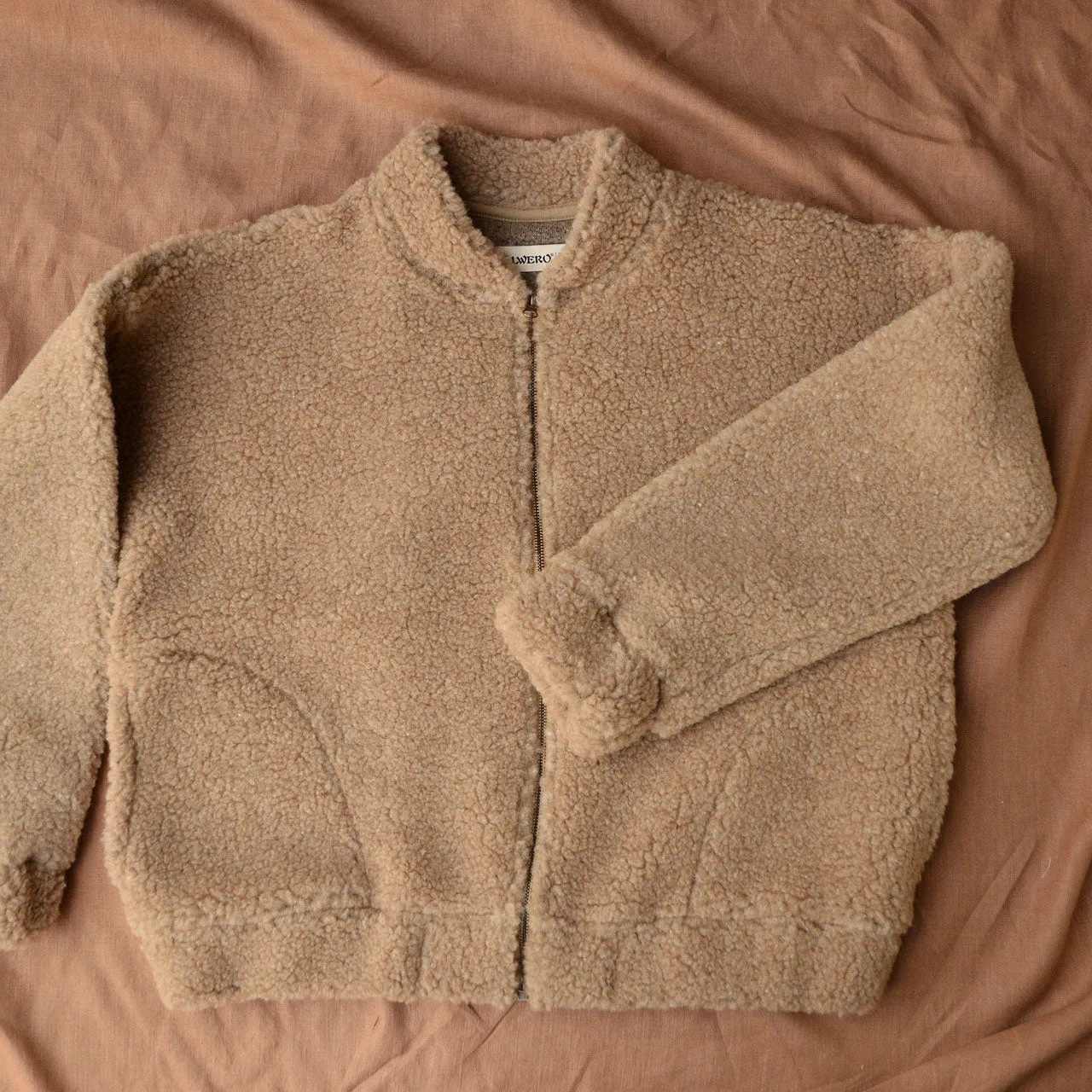 Women's Plush Bomber Jacket - 100% Wool - Tan (XS-L) *Returning 2025