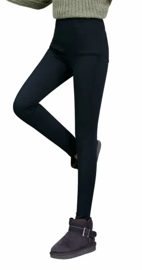 Women's Thermal Fleece Lined Skinny Legging Stretch Pant with Pockets High Waist